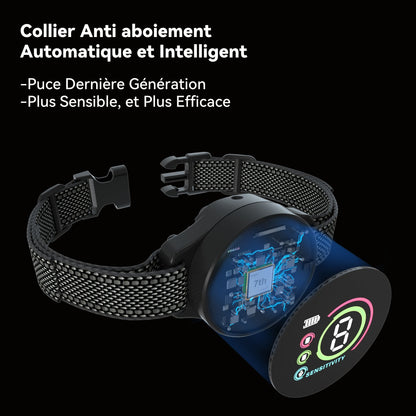 Collier Vibrant-Conformes à La Nouvelle Loi 2024-Collier Anti Aboiement,sans Choc Statique avec 8 Niveaux de Sensibilité Réglables,Rechargeable et 3 Modes